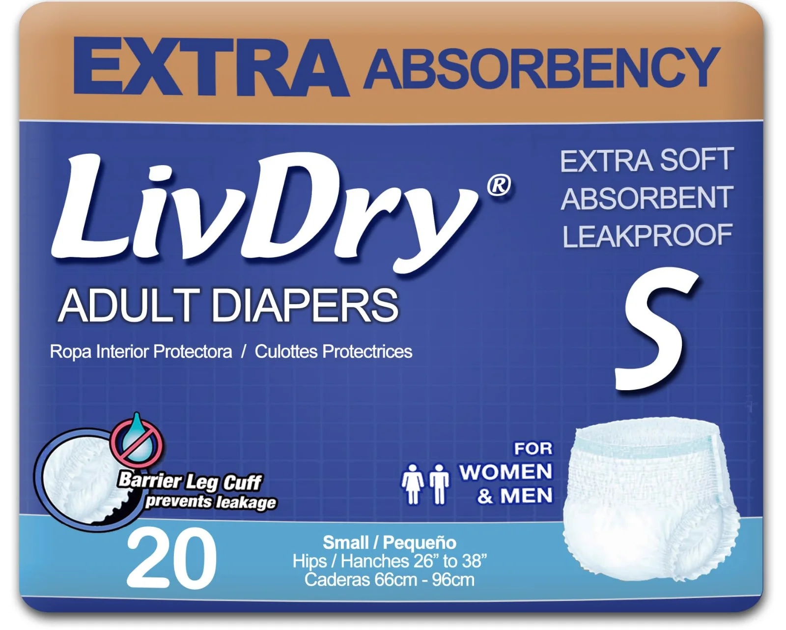 LivDry Extra Absorbency pull-ups, size S.